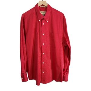 Eddie Bauer Pinstripe Long Sleeve Button‎ Down Dress Shirt Top Red Extra Large